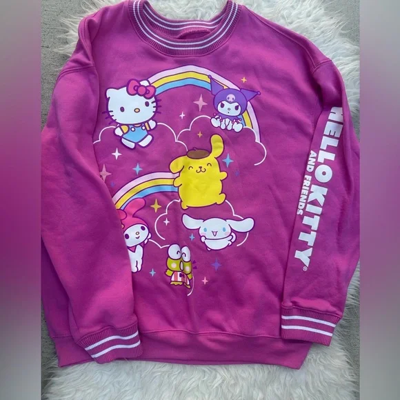 Hello Kitty and Friends Women's Long Sleeve Sweatshirt Bright Pink - Picture 2 of 5